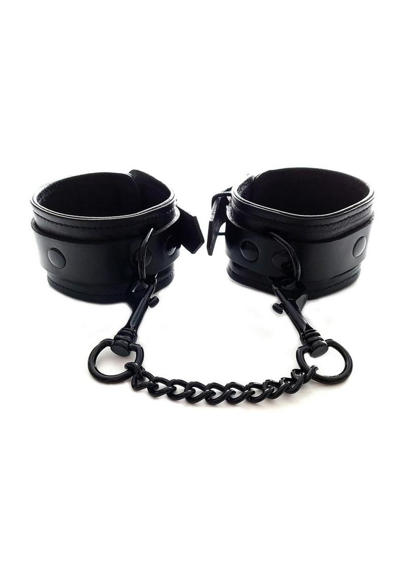 Rouge Black Leather Wrist Cuffs